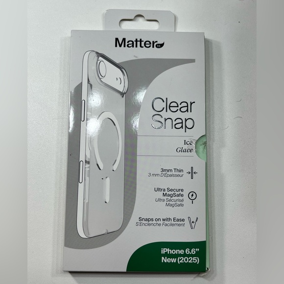 Matter Clear Snap MagSafe Case Ice/Glace iPhone 6.6” (2025) Open Box New - Picture 2 of 4